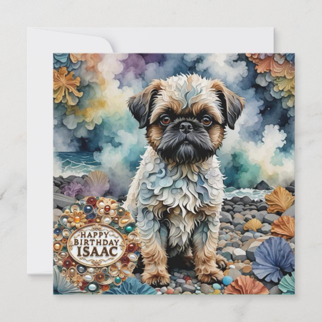 ISAAC ~ Birthday Card ~ Hund Bryssel Griffon ~ (Framsida)