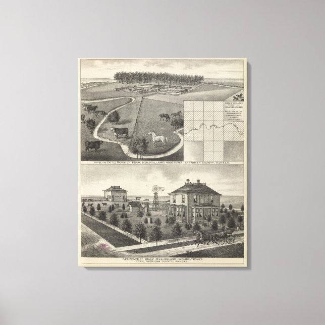 Isaac Mulholland Ranch and Residence, Kansas Canvastryck (Framsida)