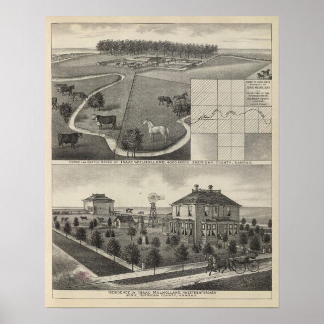 Isaac Mulholland Ranch and Residence, Kansas Poster (Framsidan)