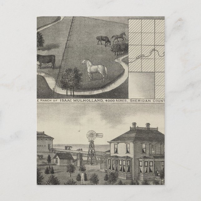 Isaac Mulholland Ranch and Residence, Kansas Vykort (Framsida)
