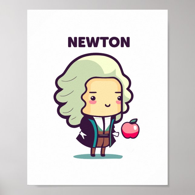 Isaac Newton Kawaii Stil Poster (Framsidan)