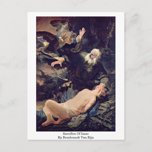 Isaac offer av Rembrandt Van Rijn Vykort (Framsida)
