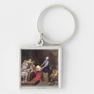 Isaac som välsignar Jacob, 1692 Fyrkantig Silverfärgad Nyckelring