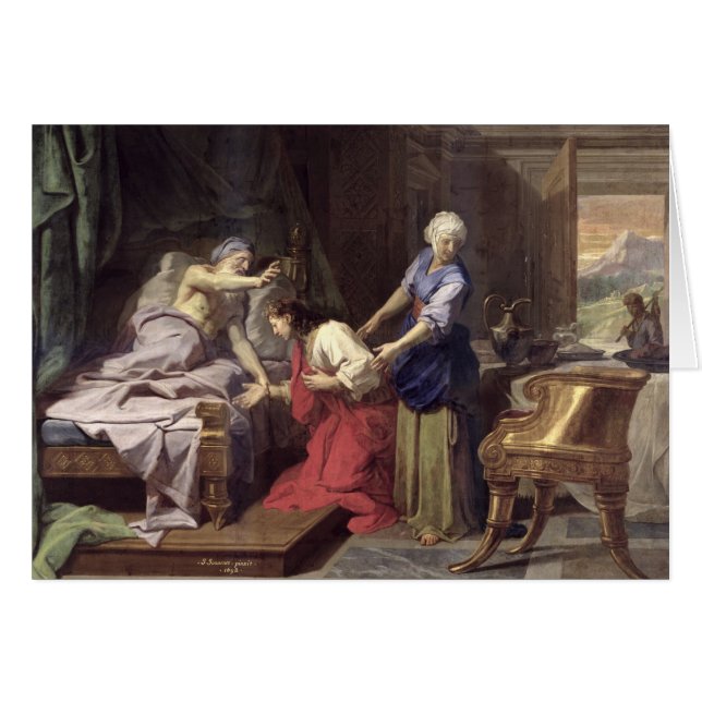 Isaac som välsignar Jacob, 1692 Hälsningskort (Framsidan Horizontal)