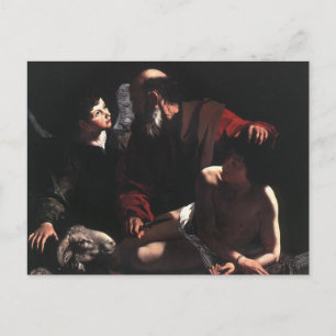 Isaacs uppoffring av Caravaggio Postcard Vykort