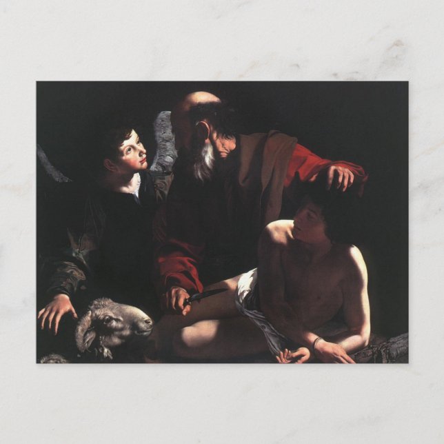 Isaacs uppoffring av Caravaggio Postcard Vykort (Framsida)