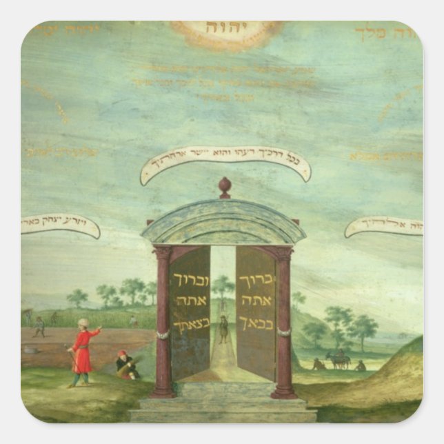 Isaacs uppoffring fyrkantigt klistermärke (Framsida)