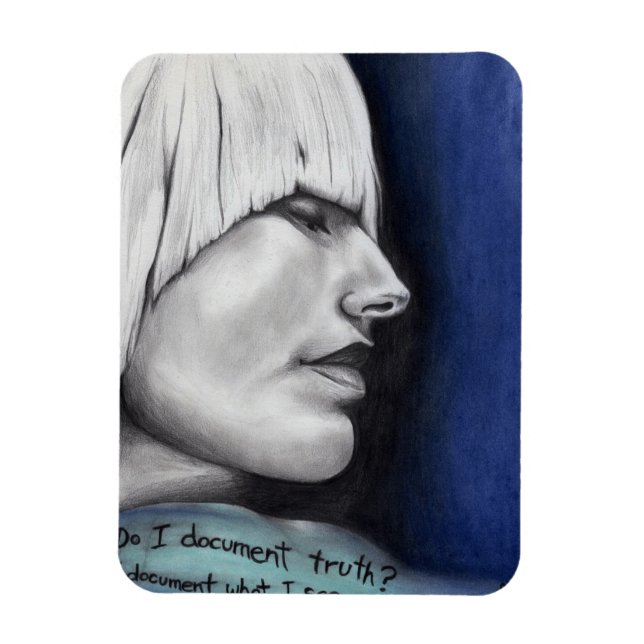 Isabel Blonde Woman Porträtt Original Art Teckning Magnet (Vertikal)