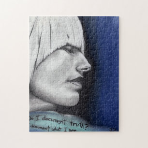 Isabel Blonde Woman Porträtt Original Art Teckning Pussel