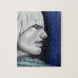 Isabel Blonde Woman Porträtt Original Art Teckning Pussel