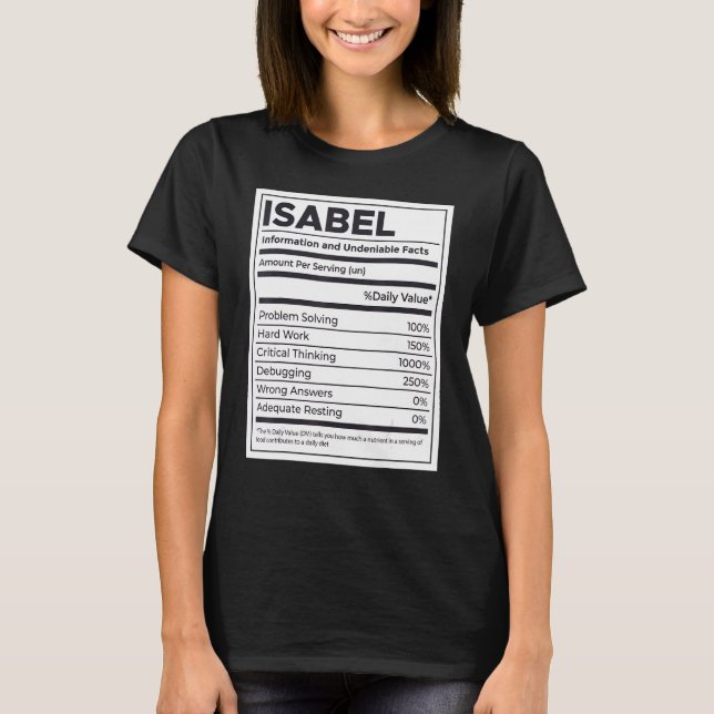 Isabel Nutrition Information Problemlösande hårddi T Shirt (Framsida)