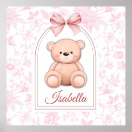 Isabella | Anpassningsbar Rosa Nalle Försörjningsd Poster
