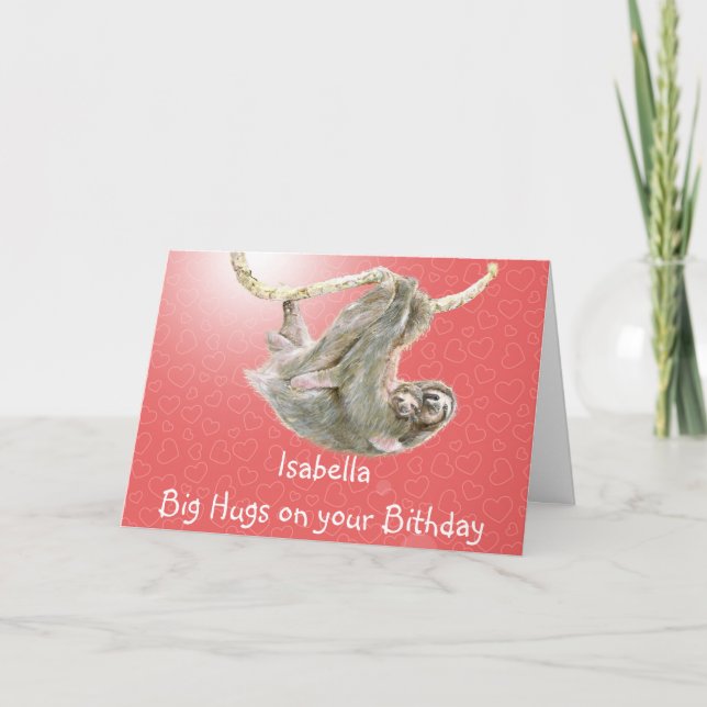 Isabella, Big Hugs på din födelsedag, slotkort Kort (Framsida)