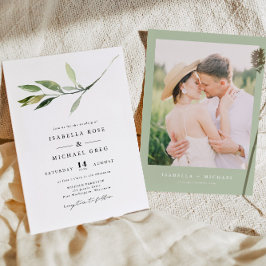ISABELLA Classic Elegant Minimal Greenery Bröllop Inbjudningar