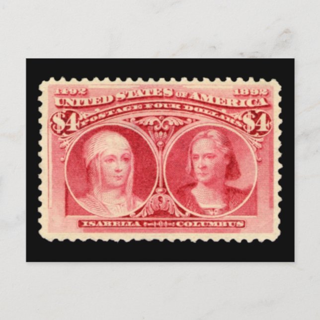 Isabella & Columbus 1893 Frimärke vykort (Framsida)