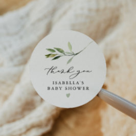 ISABELLA Elegant Boho Greenery Löv Baby Shower Runt Klistermärke