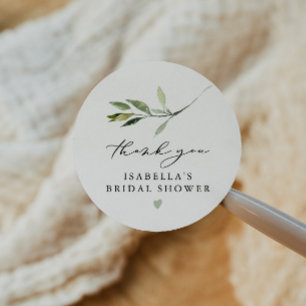 ISABELLA Elegant Boho Greenery Löv Möhippa Runt Klistermärke