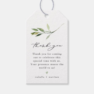 ISABELLA Elegant Greenery Löv Boho Tack Presentetikett