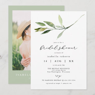 ISABELLA Elegant Minimalist Greenery Möhippa Inbjudningar