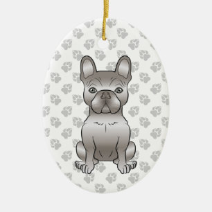 Isabella Fransk Bulldog / Frenchie Söt Hund & Text Julgransprydnad Keramik