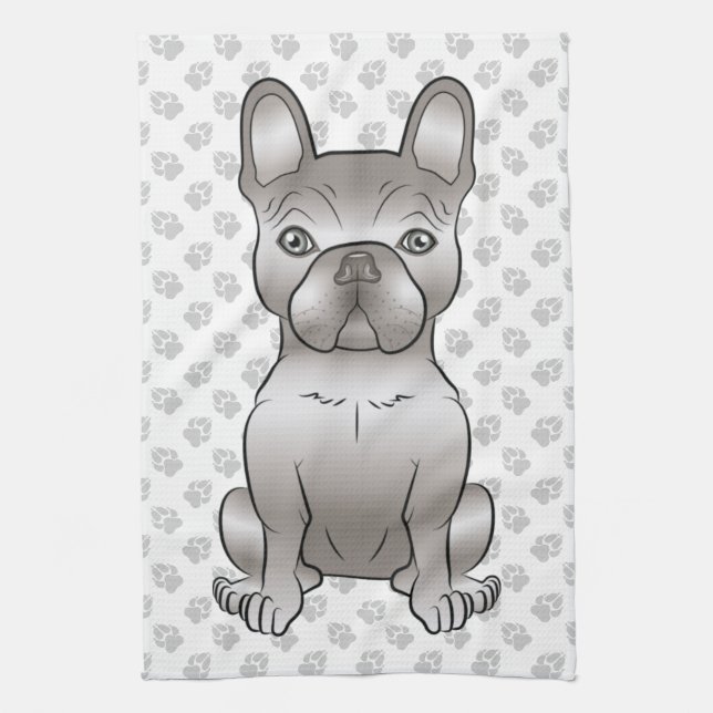 Isabella French Bulldog / Frenchie Söt Hund & Tass Kökshandduk (Vertikal)
