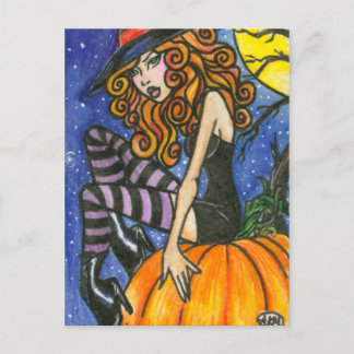Isabella: Halloween Witch Postcard av Faerydae Vykort