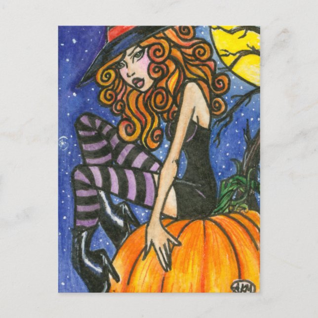 Isabella: Halloween Witch Postcard av Faerydae Vykort (Framsida)
