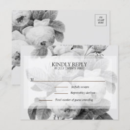 Isabella Monochrome Vintage Roses RSVP Postkort Meddelande Vykort