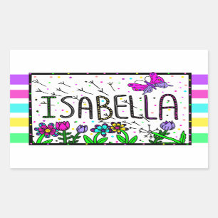 Isabella - Namn Isabella Whimsical Teckning Rektangulärt Klistermärke