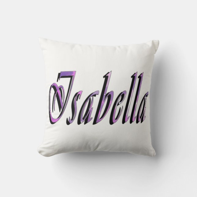 Isabella, Namn, Logotyp, Girls White Throw Cushion Kudde (Framsida)