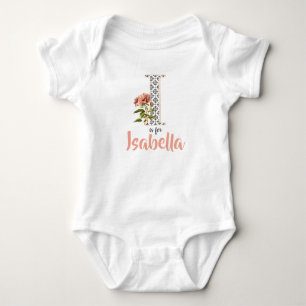 Isabella Namn Reveal Blommigt Brev Girl Whimsical T Shirt