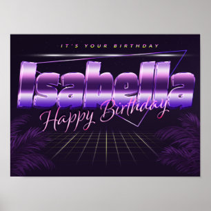 Isabella Namn Vorname lila retro Poster Geburtstag