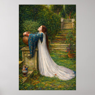 Isabella och basilika-krukkan av Waterhouse Poster