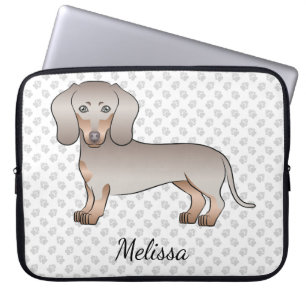 Isabella Och Tan Korthårig Dachshund Hund Och Namn Laptop Fodral