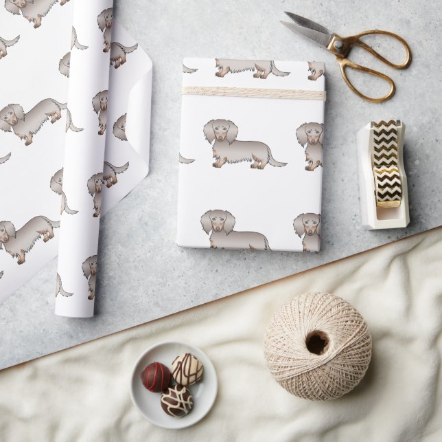 Isabella Och Tan Långhårig Dachshund Hund Mönster Presentpapper (Hantverk)