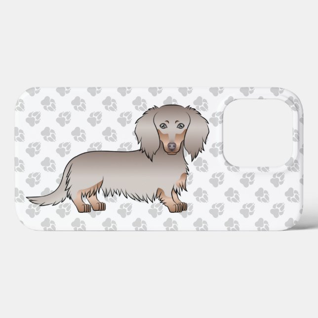 Isabella Och Tan Långhårig Dachshund Hund & Tassar (Baksida (horisontell))