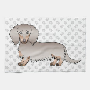 Isabella Och Tan Långhårig Dachshund Hund & Tassar Kökshandduk