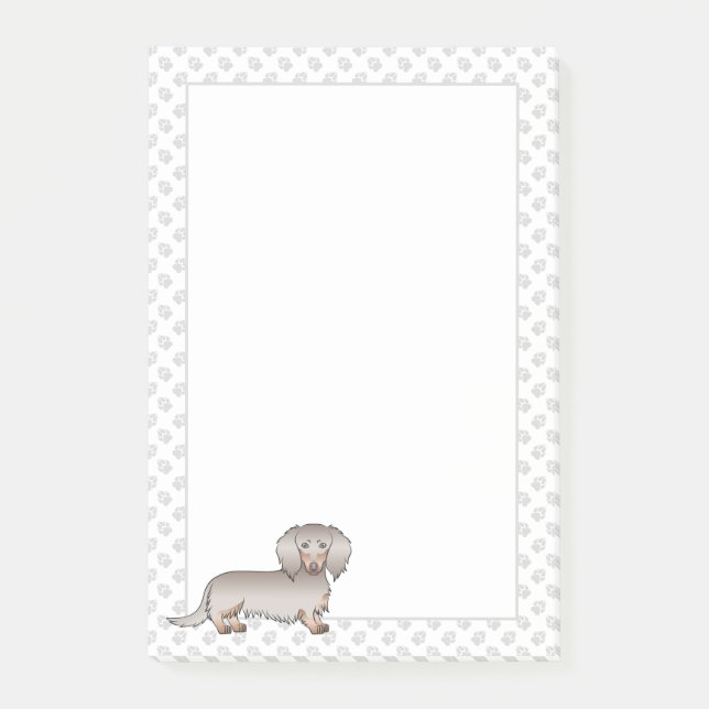 Isabella Och Tan Långhårig Dachshund Hund & Tassar Post-it Block (Framsida)