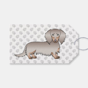 Isabella Och Tan Långhårig Dachshund Hund & Tassar Presentetikett