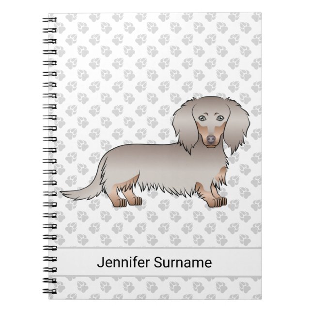 Isabella Och Tan Långhårig Dachshund Hund & Text Anteckningsbok (Framsidan)
