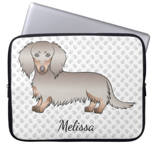 Isabella Och Tan Långhårig Dachshund Hund & Text Laptop Fodral