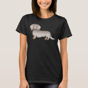 Isabella Och Tan Långhårig Dachshund Tecknad Hund T Shirt