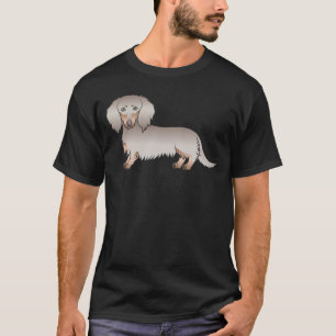 Isabella Och Tan Långhårig Dachshund Tecknad Hund T Shirt