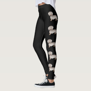 Isabella Och Tan Långhårig Dachshund Tecknade Hund Leggings