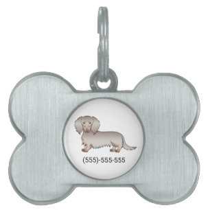 Isabella och Tan Long Hair Dachshund Hund & Number ID-bricka Husdjur
