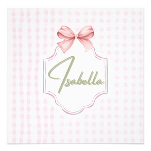 Isabella Personlig Rosa Rosett & Ginghamtryck Fototryck