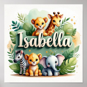 Isabella Safari Nursery Wall Art Poster