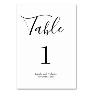 Isabella Simple Modern Whimsical Calligraphy Bordsnummer