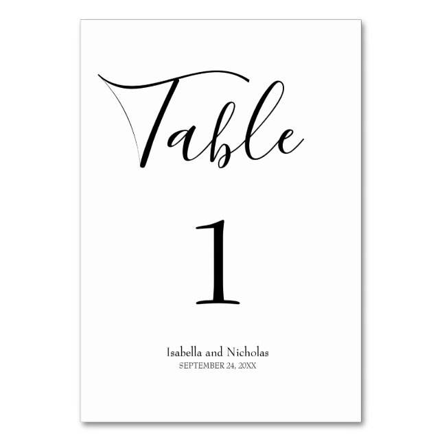 Isabella Simple Modern Whimsical Calligraphy Bordsnummer (Framsidan)