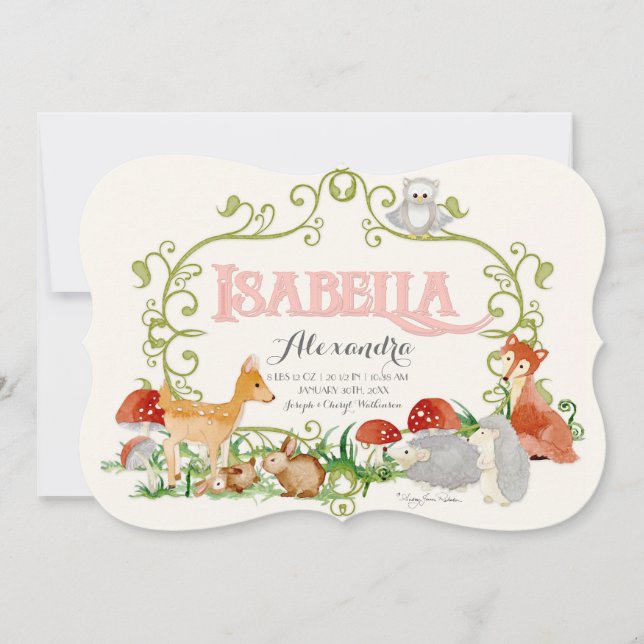 Isabella Top 100 Baby Namn Girl Birth Notice Meddelande (Framsida)